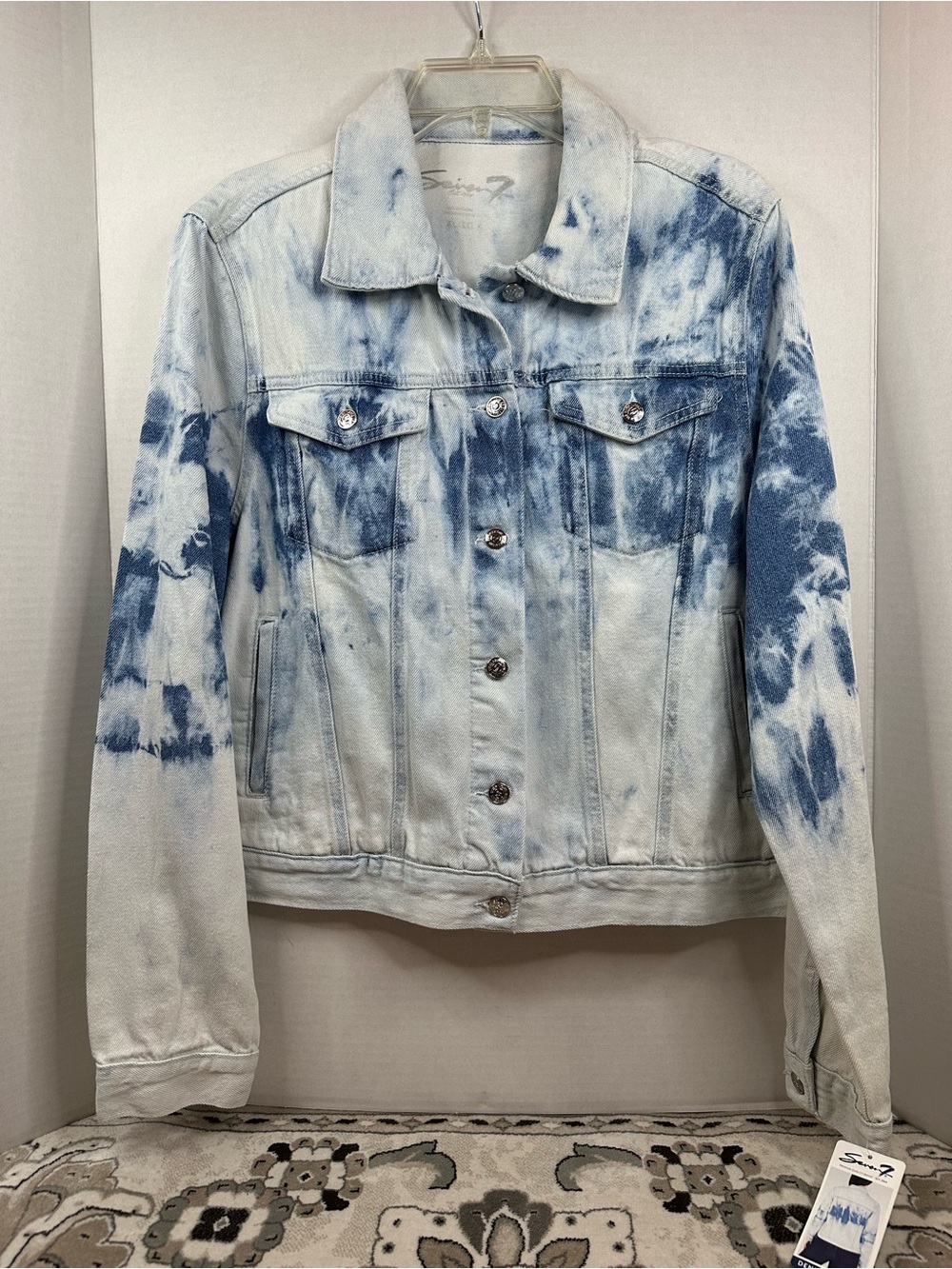 Seven7 Light Blue & White Tie-Dye Denim Jacket, size XL, NWT